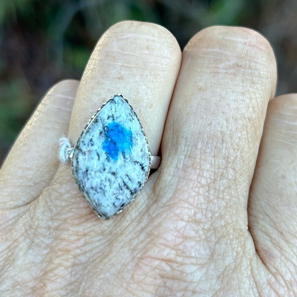 925 Silver Artisan Azurite In Quartz Ring SZ 9.5 - Picture 6 of 6